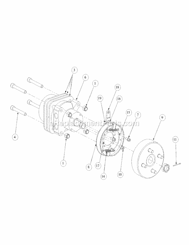 Brake Motor Mount And Hub Diagram and Parts List for M72-GN 53AB5FEZ150-28-HP Cub Cadet Lawn Tractor